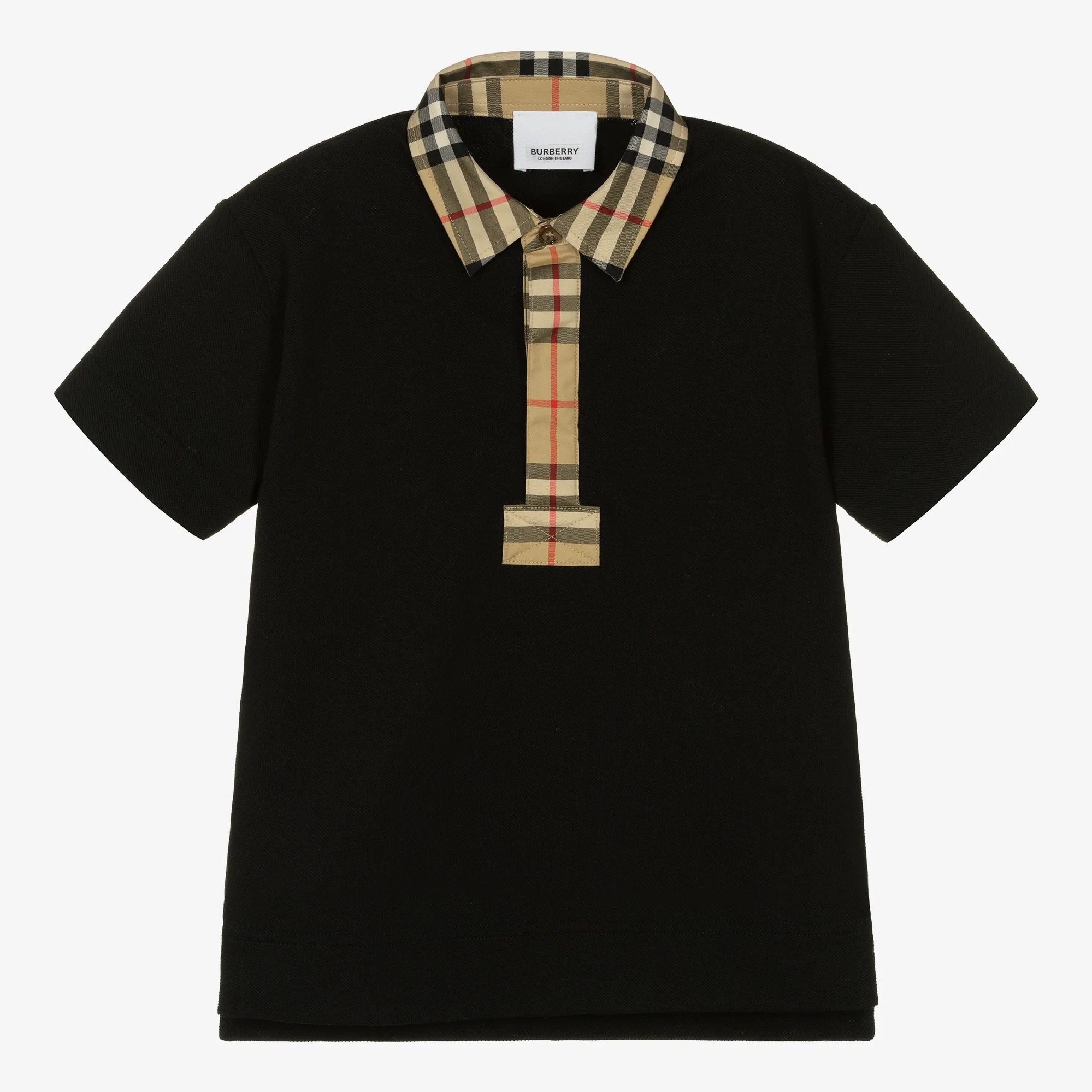 Boys Black Vintage Check Polo Shirt