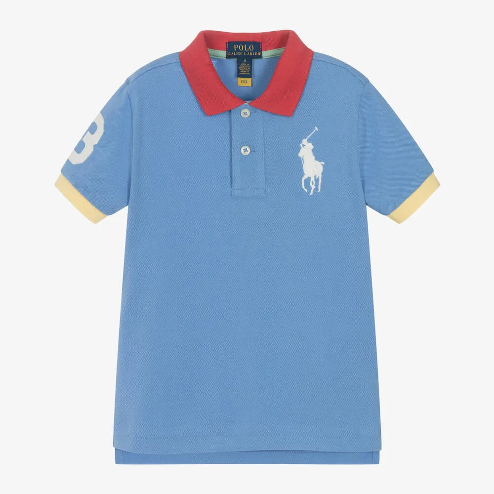 Boys Blue Cotton Polo Shirt