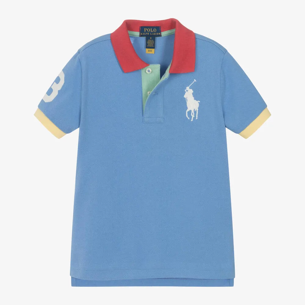 Boys Blue Cotton Polo Shirt