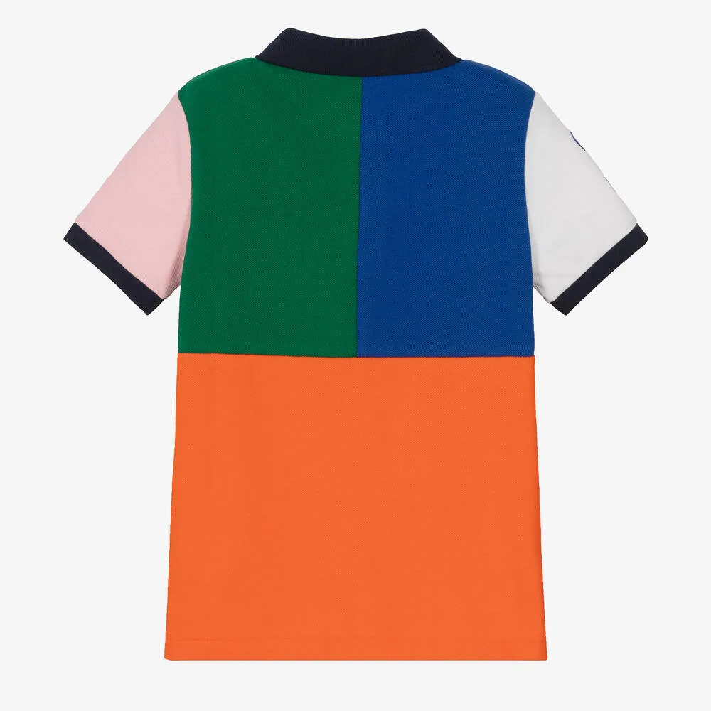 Boys Colourblock Cotton Polo Shirt