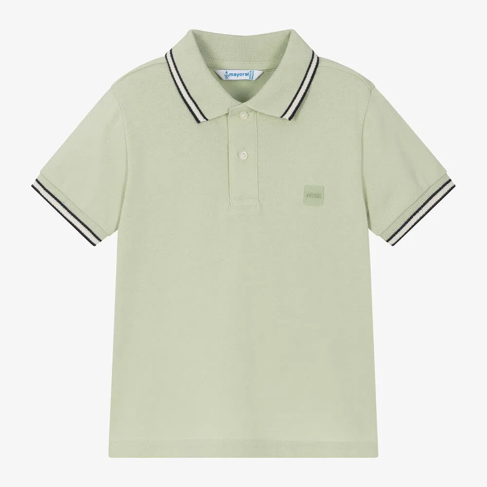 Boys Green Cotton Polo Shirt