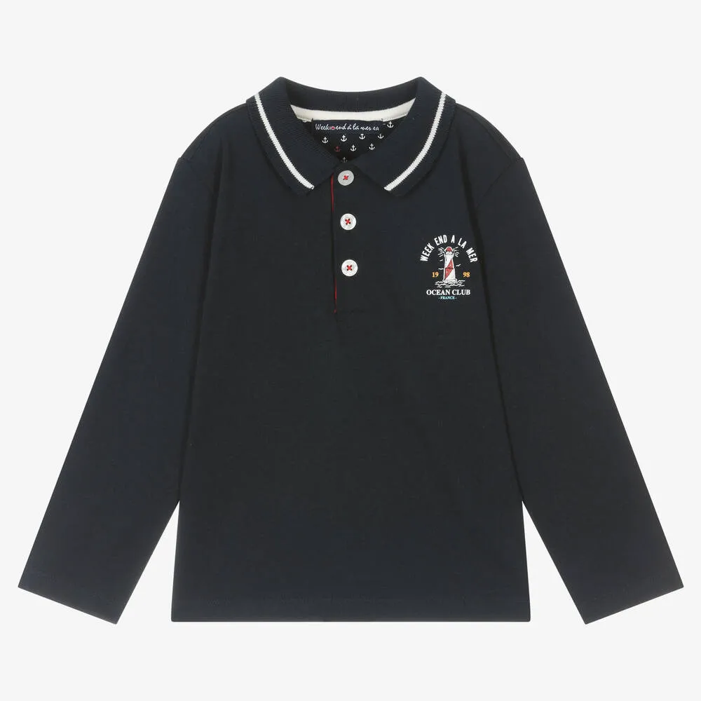 Boys Navy Blue Cotton Polo Shirt