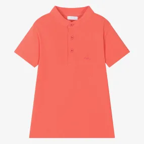 Boys Orange Cotton Polo Shirt