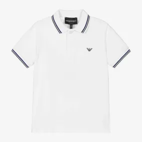 Boys White Cotton Polo Shirt