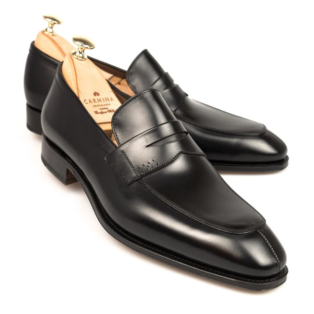 Carmina Shoemaker Penny Loafer in Black Calf