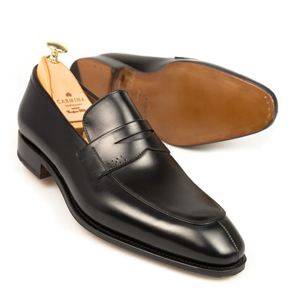 Carmina Shoemaker Penny Loafer in Black Calf