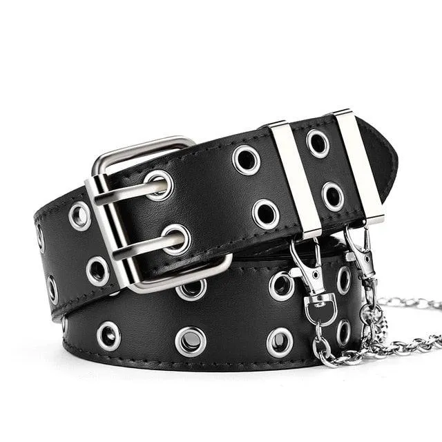 Chain Leather Pin Buckle Retro Decorative Belt