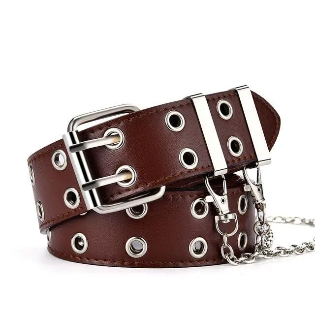 Chain Leather Pin Buckle Retro Decorative Belt