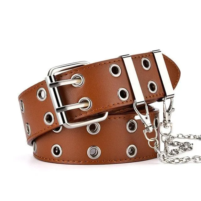 Chain Leather Pin Buckle Retro Decorative Belt