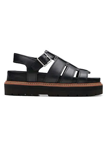 Clarks Black Leather Orianna Twist Sandals | Kaleidoscope