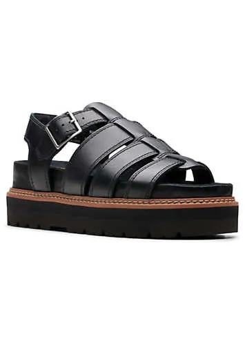 Clarks Black Leather Orianna Twist Sandals | Kaleidoscope