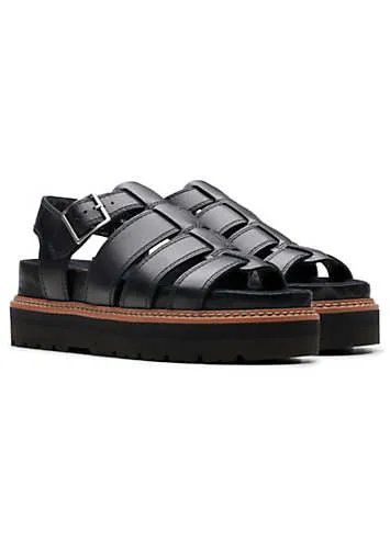 Clarks Black Leather Orianna Twist Sandals | Kaleidoscope