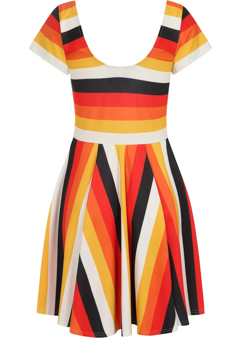 Collectif Lila Candy Corn Stripe 60's Skater Dress Orange