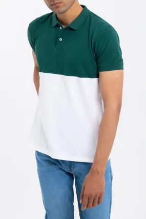 COLOR BLOCK COTTON POLO SHIRT