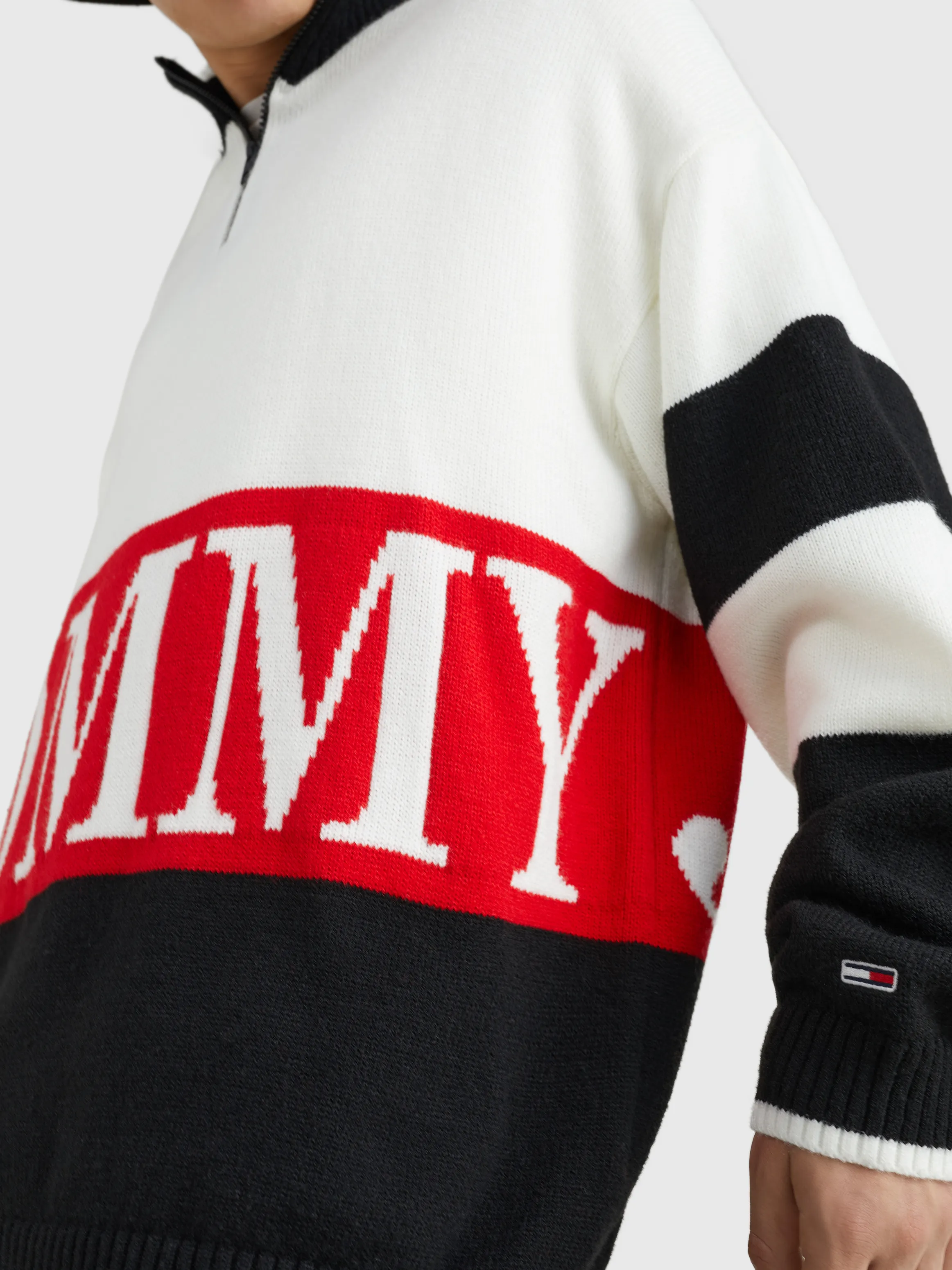 Colour-Blocked Intarsia Quarter-Zip Oversized Jumper | Sweatshirts & Hoodies | Tommy Jeans