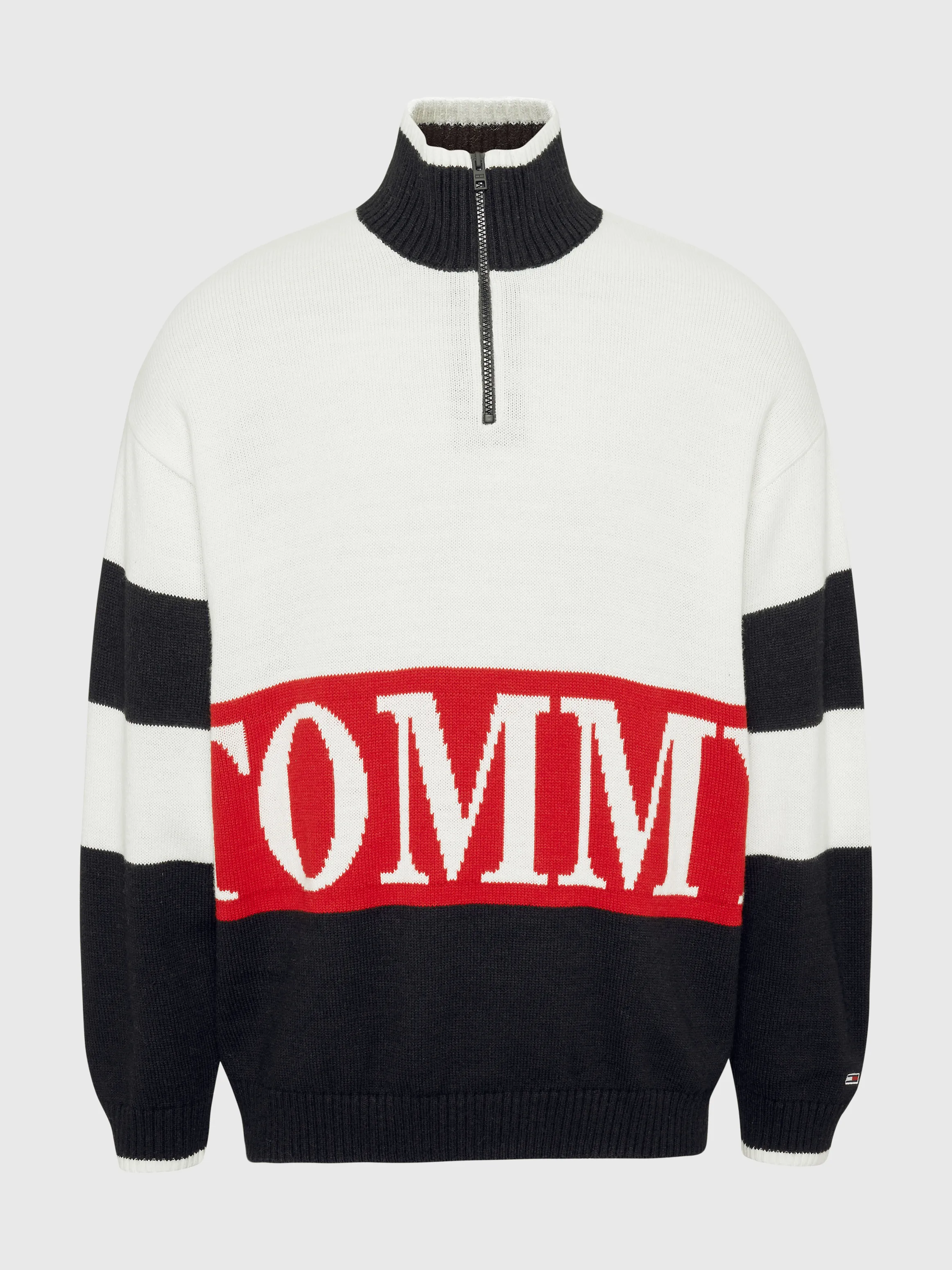 Colour-Blocked Intarsia Quarter-Zip Oversized Jumper | Sweatshirts & Hoodies | Tommy Jeans