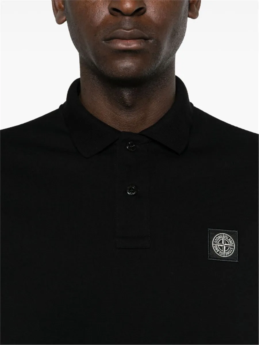 COMPASS-PATCH PIQU POLO SHIRT