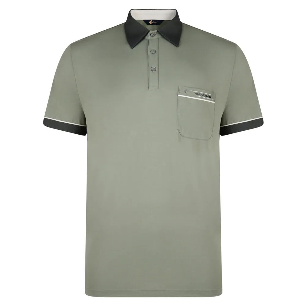 Contrasting Collar & Cuff Patterned Jersey Polo Shirt