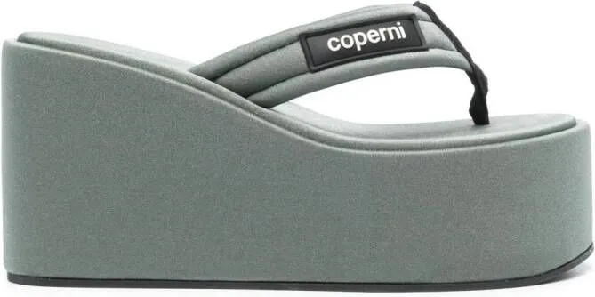 Coperni logo-patch 100mm platform sandals Green