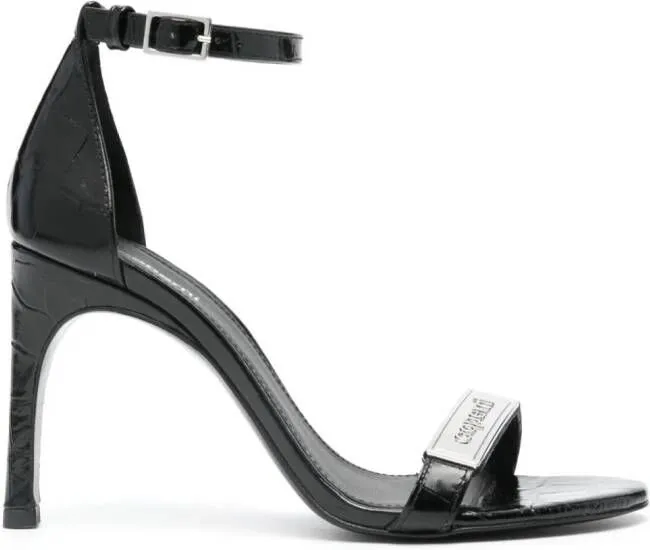 Coperni logo-plaque crocodile-effect sandals Black