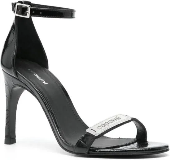 Coperni logo-plaque crocodile-effect sandals Black