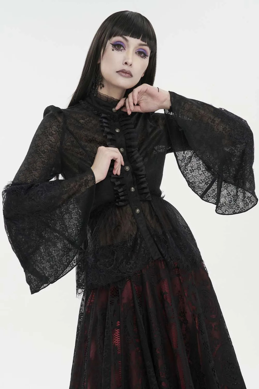 Devil Fashion - Transparent Gothic Lace Blouse Blouse | Dark Ages