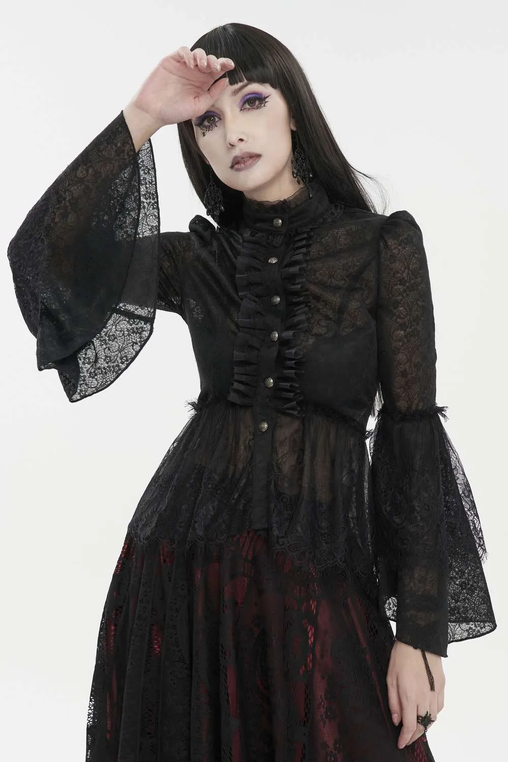 Devil Fashion - Transparent Gothic Lace Blouse Blouse | Dark Ages