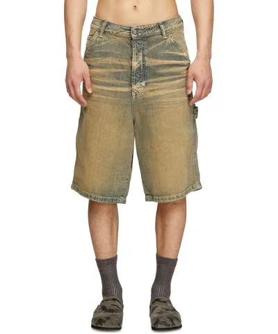 Diesel Utility shorts in gold-brush denim