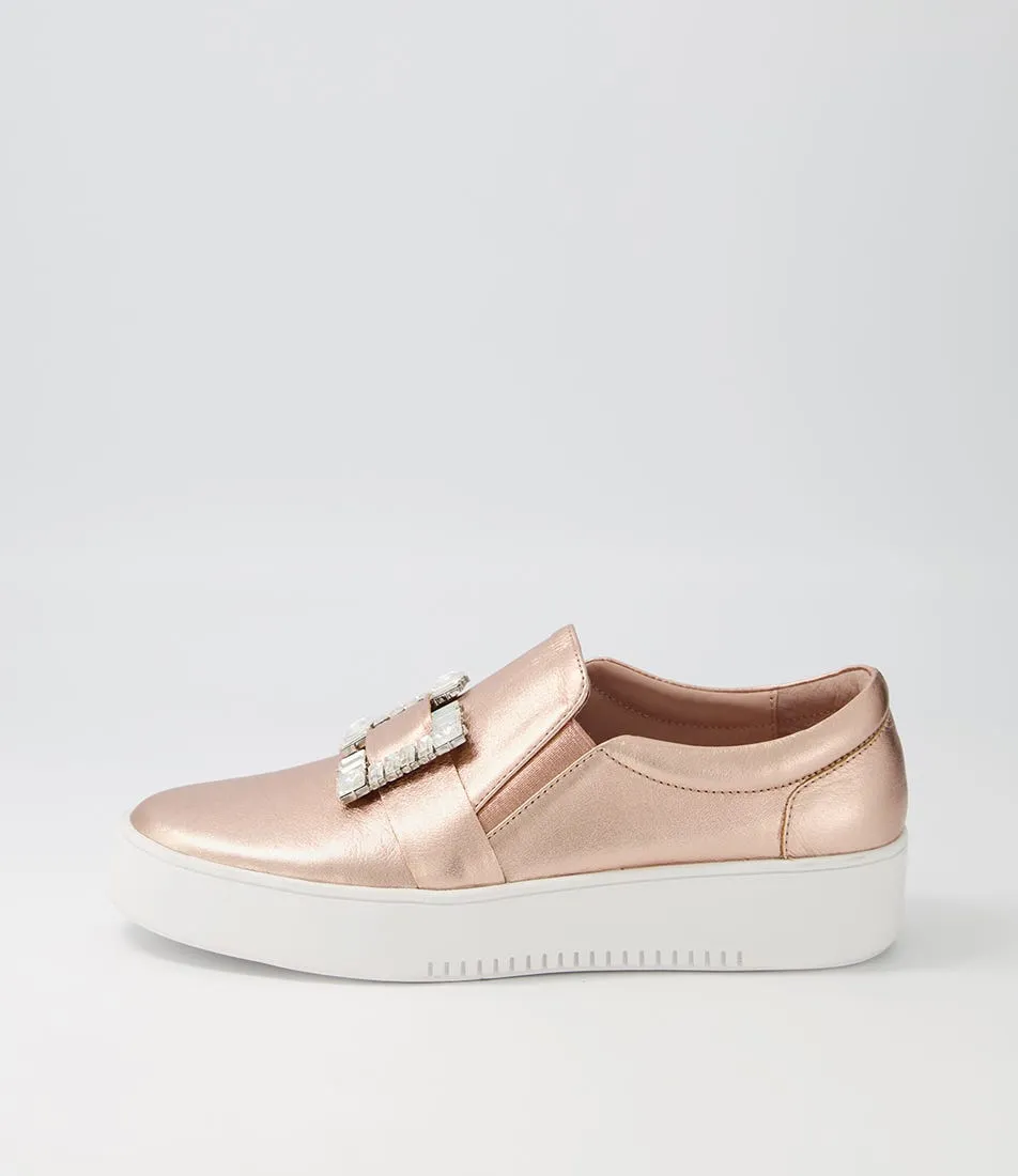 DJANGO & JULIETTE Lafayette Pale Rose Gold Leather Sneakers