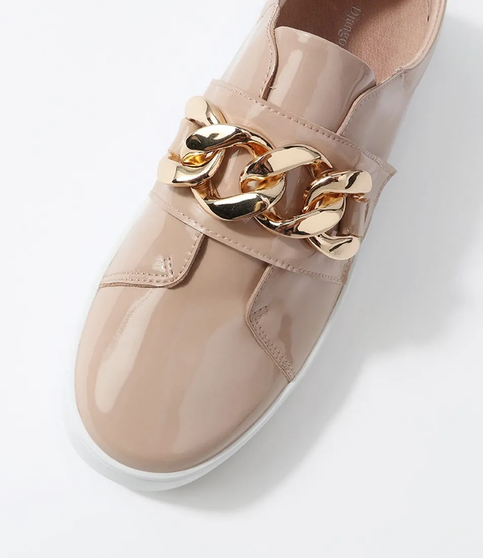 DJANGO & JULIETTE Layan Latte White Patent Leather Sneakers