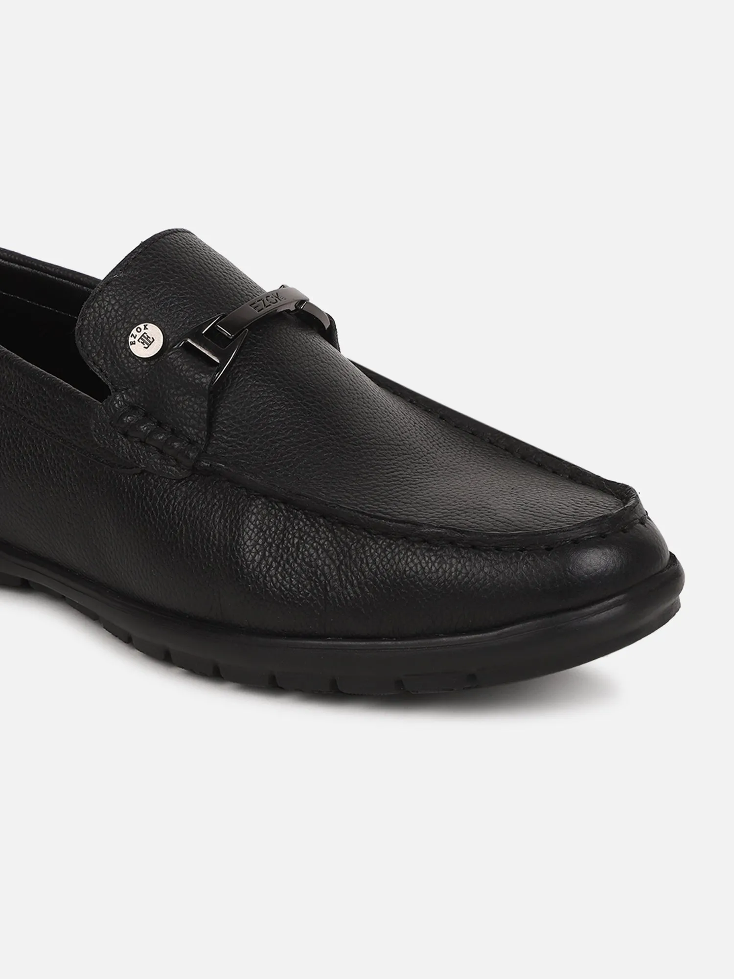 Ezok Men Leather Loafer Mocassins (black)