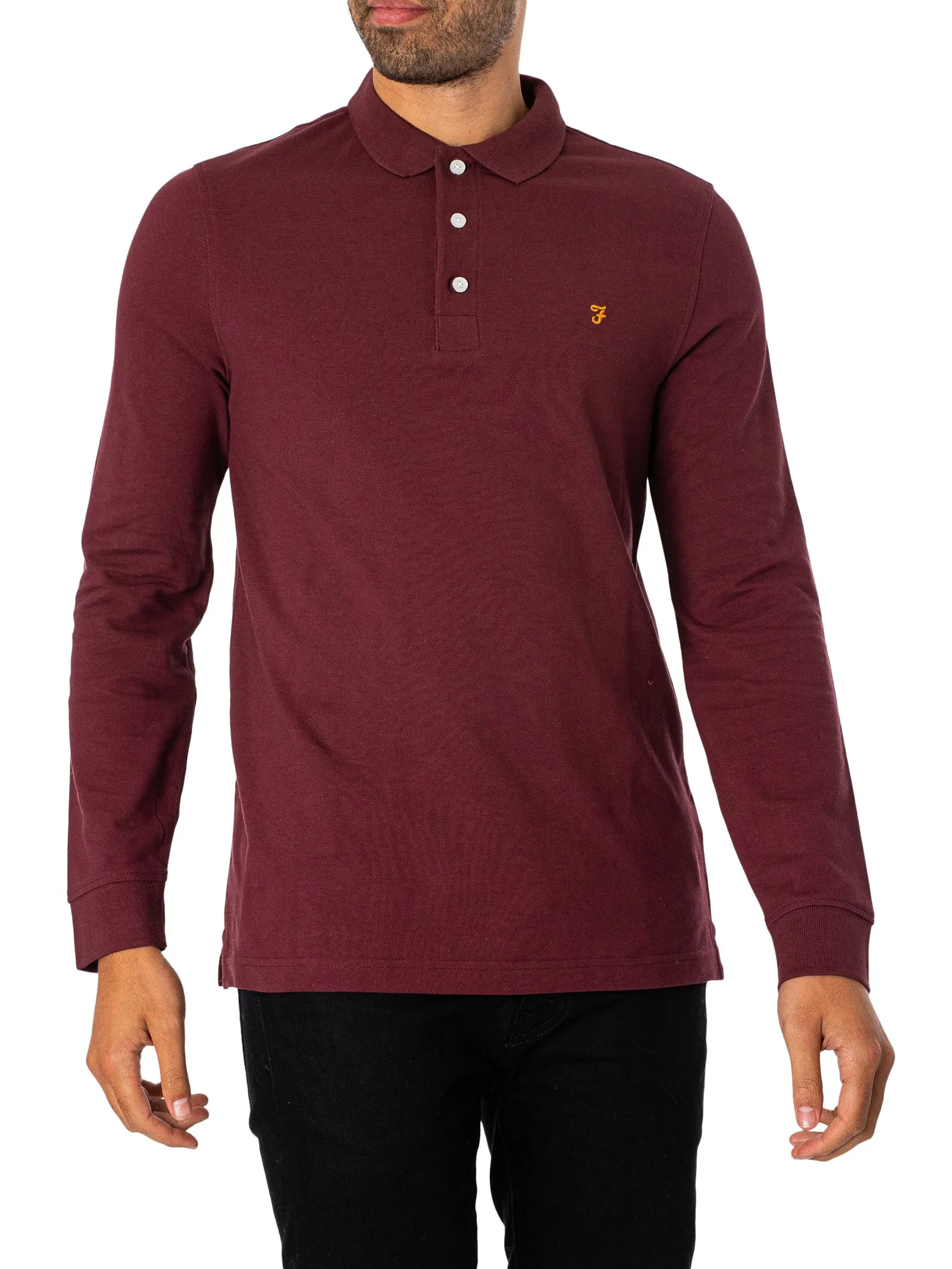 Farah Blanes Longsleeved Polo Shirt - Red