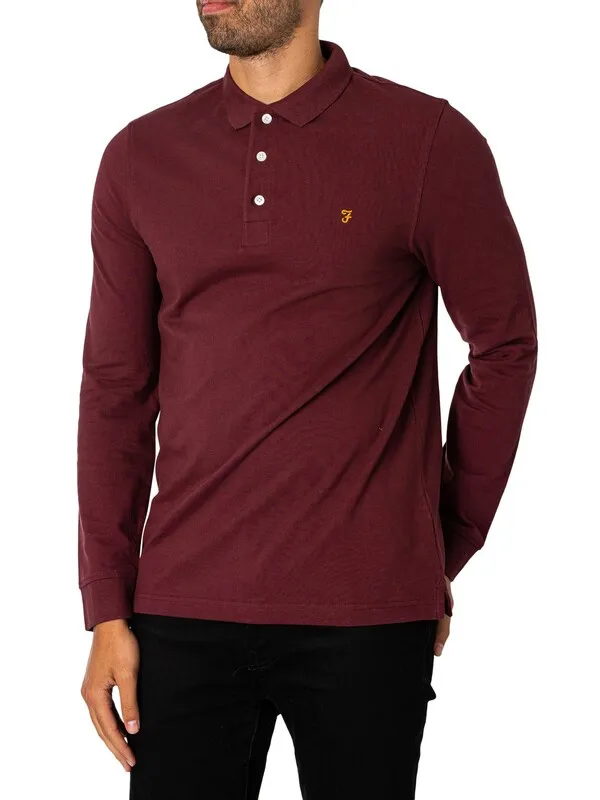 Farah Blanes Longsleeved Polo Shirt - Red