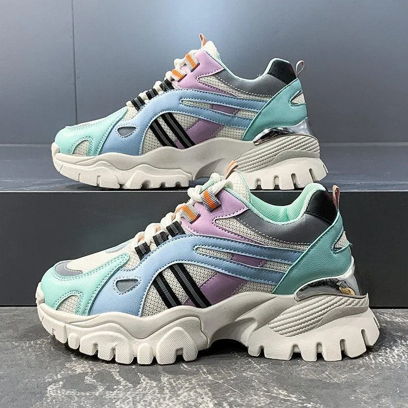 Fashion color block platform sneakers