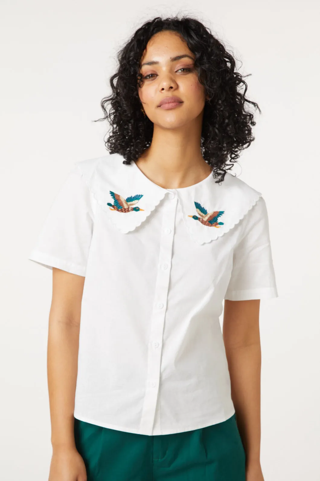 Flying Ducks Embroidered Blouse