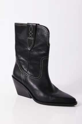 Free People Pitchfork Point Western Boots - Victorian Black Leather