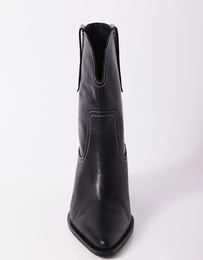 Free People Pitchfork Point Western Boots - Victorian Black Leather