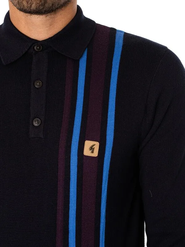 Gabicci Soda Longsleeved Polo Shirt - Navy