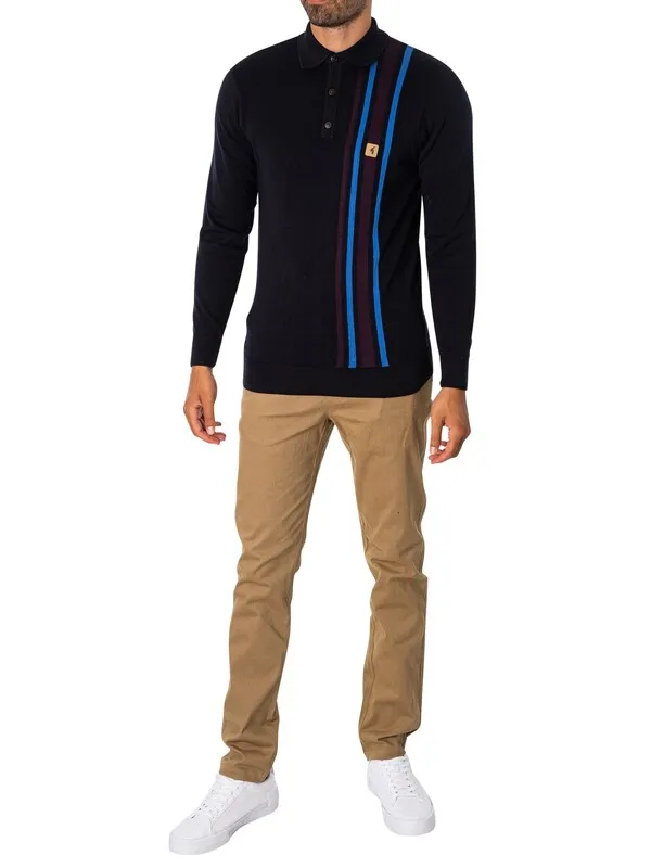 Gabicci Soda Longsleeved Polo Shirt - Navy