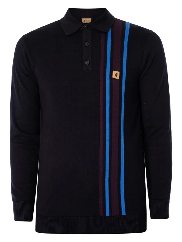 Gabicci Soda Longsleeved Polo Shirt - Navy