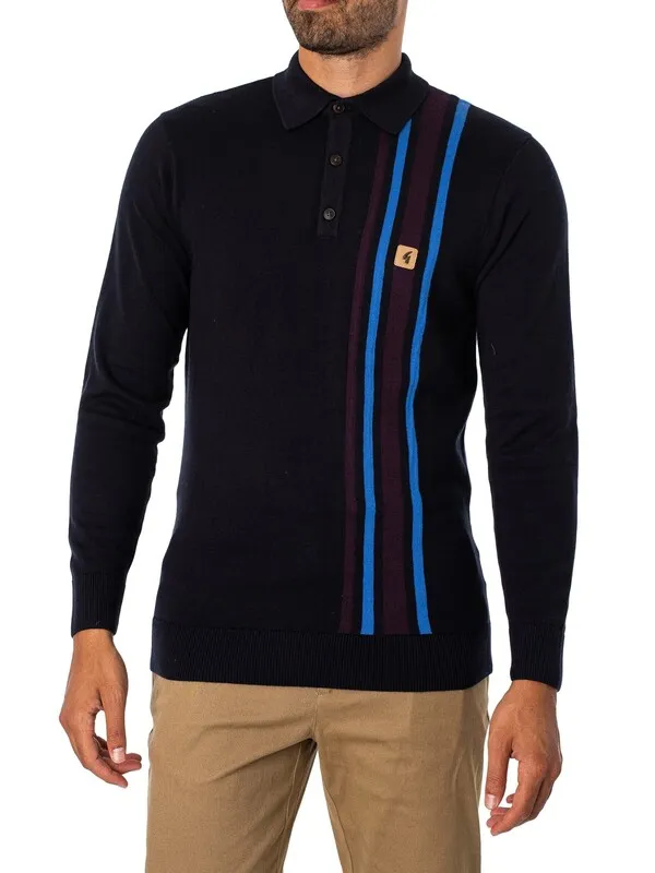 Gabicci Soda Longsleeved Polo Shirt - Navy