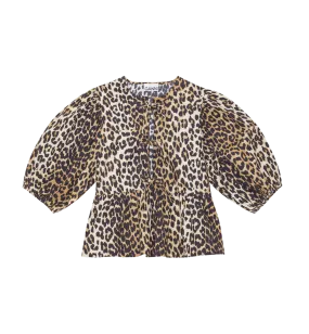 GANNI Leopard Peplum Blouse