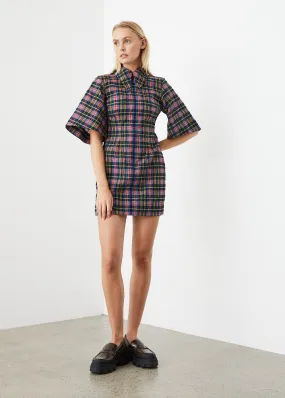 Ganni -  Seersucker Mini Dress - Dress