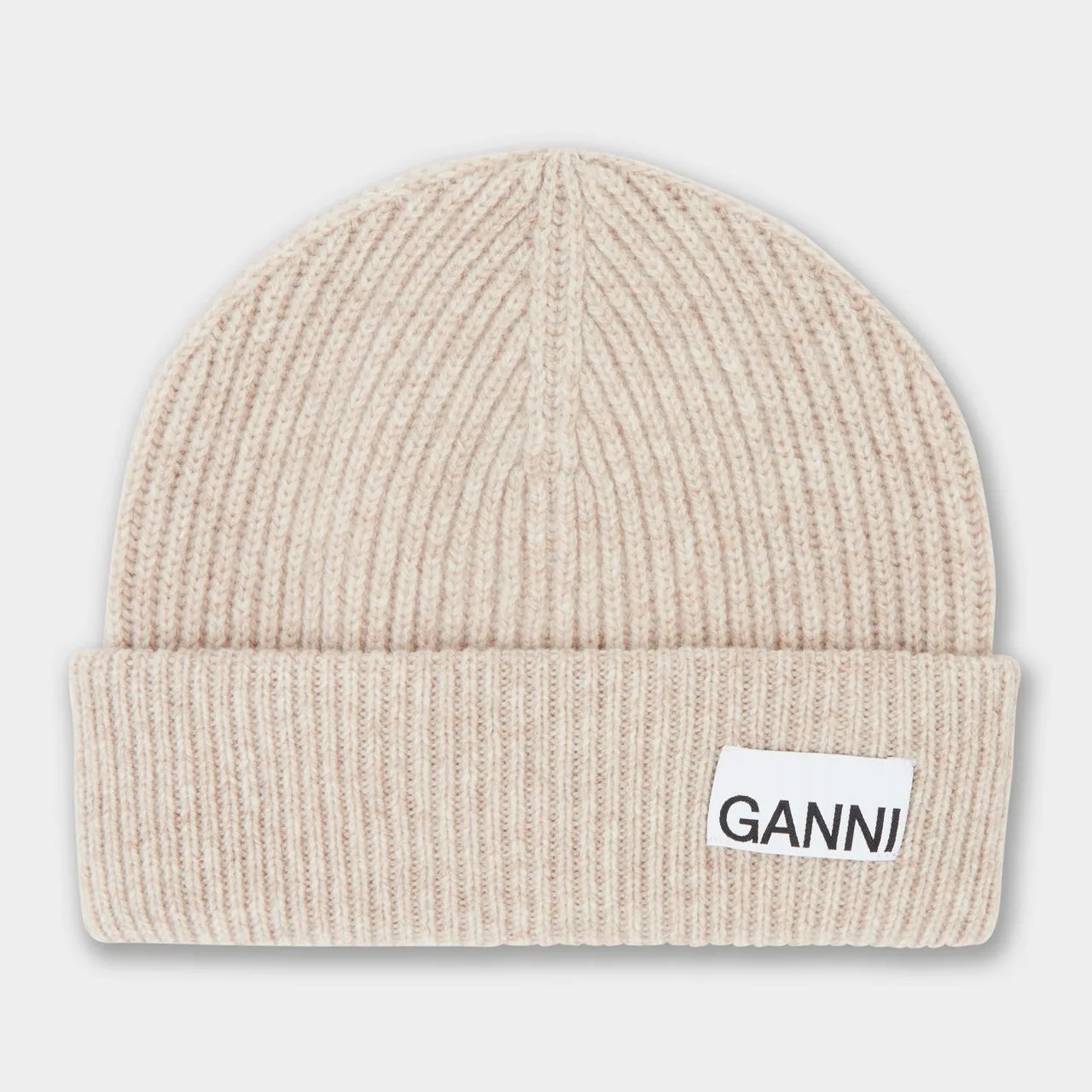 GANNI The Sustainable Edit Ribbed-Knit Lightweight Beanie Hat - Brazilian Sand