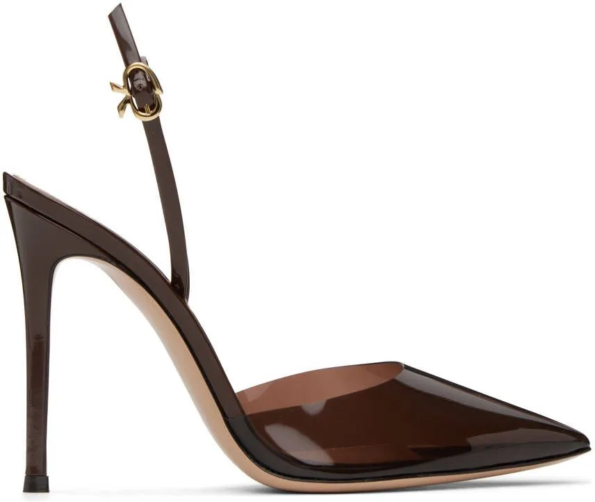 Gianvito Rossi Brown Ribbon D'Orsay Heels