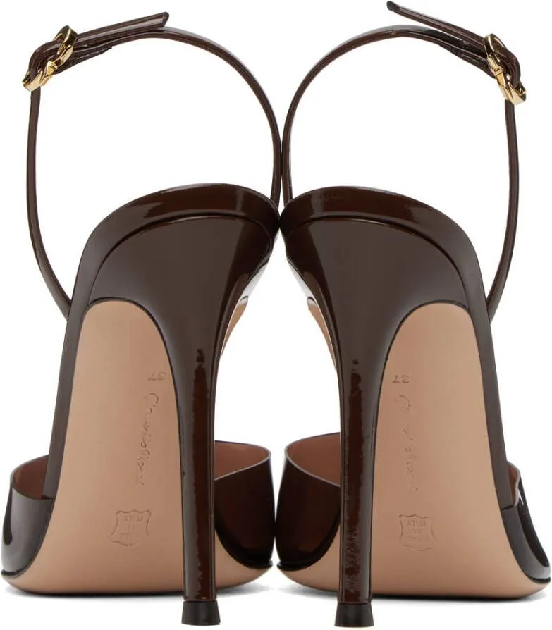 Gianvito Rossi Brown Ribbon D'Orsay Heels