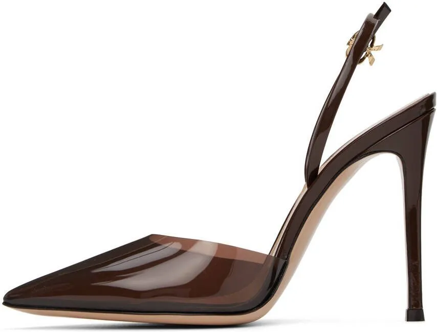 Gianvito Rossi Brown Ribbon D'Orsay Heels