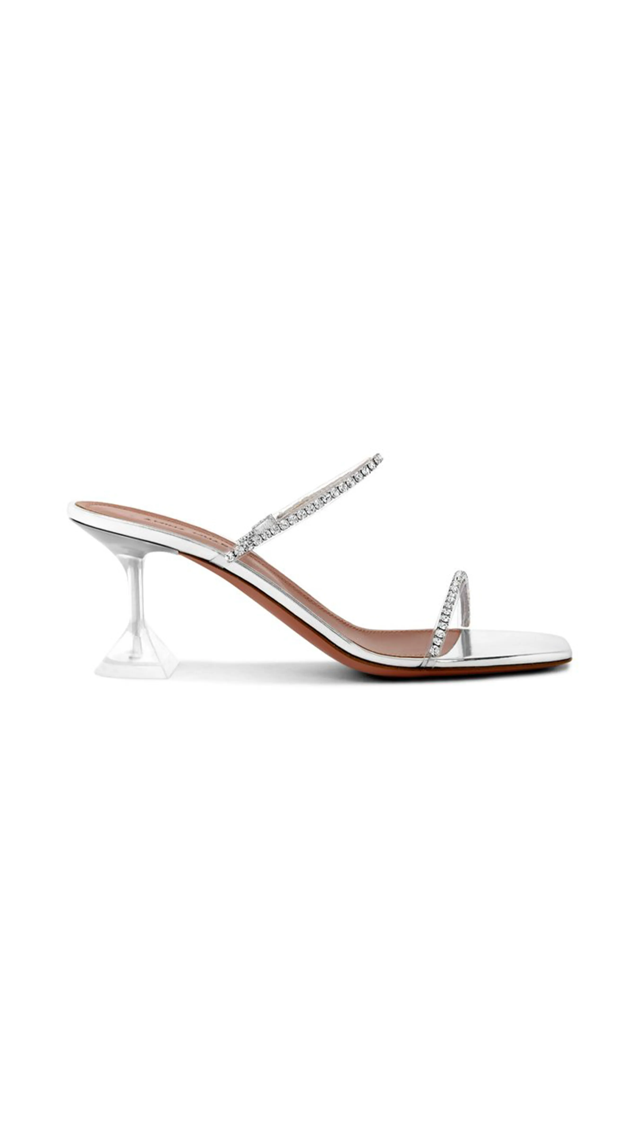 Gilda Metallic Crystal Sandals 70mm - Clear