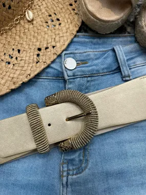 Gold Elasticated Raffia Buckle Belt