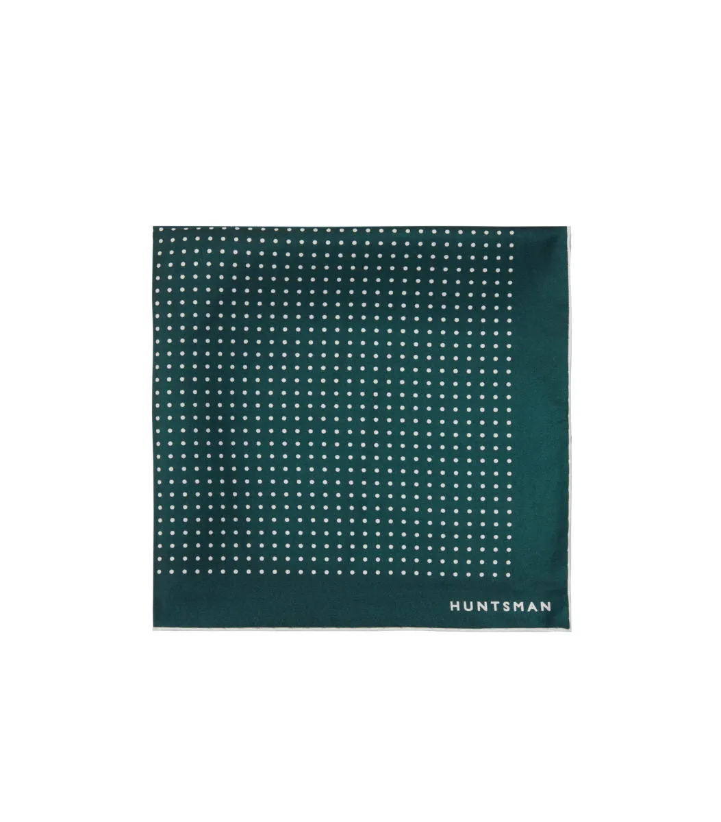 Green Silk Spot Pocket Square